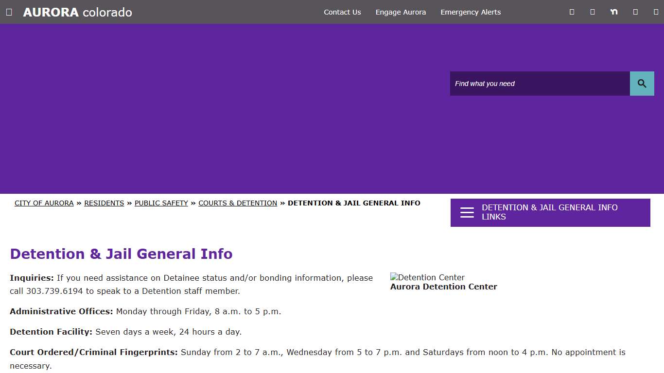 Detention & Jail General Info - City of Aurora